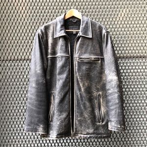 Vintage Men’s J Crew Leather Jacket with Fleece